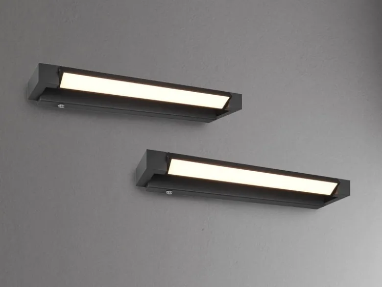 2er SET dimmbare LED Bad Spiegelleuchten schwenkbar, Schwarz Breite 50cm
