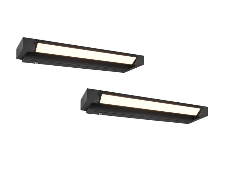 2er SET dimmbare LED Bad Spiegelleuchten schwenkbar, Schwarz Breite 50cm