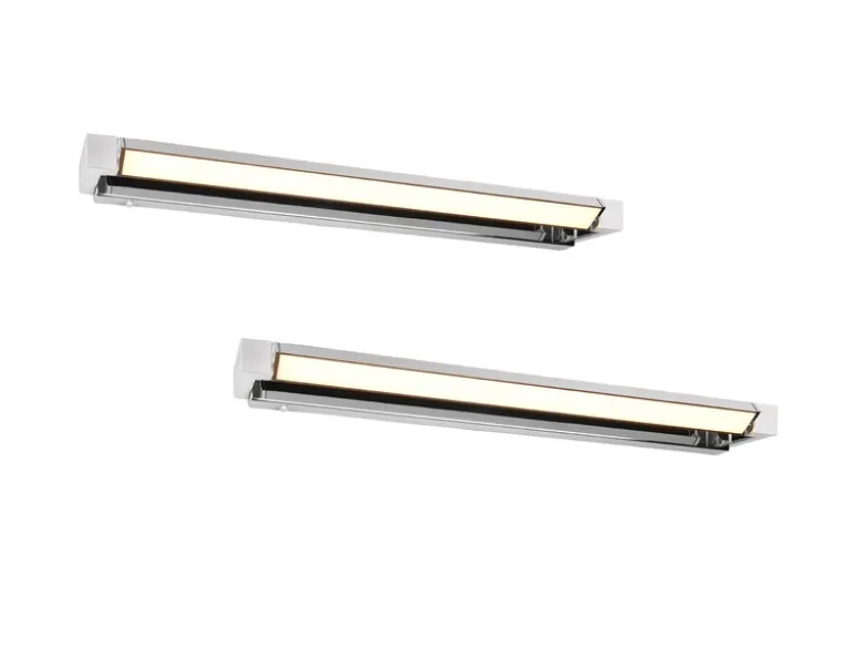 2er SET dimmbare LED Bad Spiegelleuchten schwenkbar, Chrom Breite 80cm
