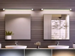 2er SET dimmbare LED Bad Spiegelleuchten schwenkbar, Chrom Breite 80cm