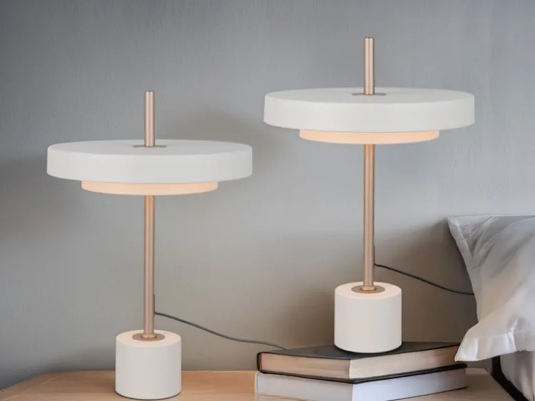 2er SET dimmbare LED Tischlampen im modernen Design, Hellgrau, Höhe 45,5cm