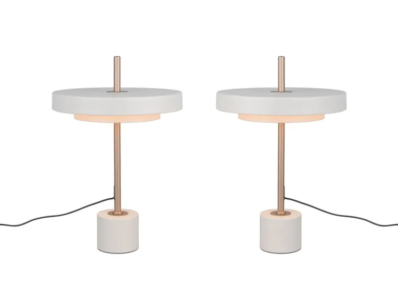 2er SET dimmbare LED Tischlampen im modernen Design, Hellgrau, Höhe 45,5cm