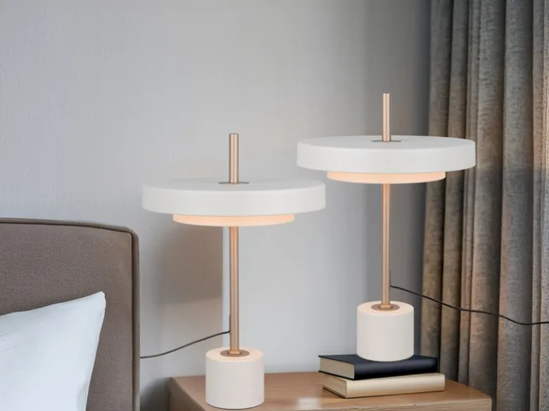 2er SET dimmbare LED Tischlampen im modernen Design, Hellgrau, Höhe 45,5cm