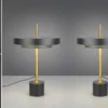 2er SET dimmbare LED Tischlampen im modernen Design, Schwarz Gold, Höhe 45,5cm
