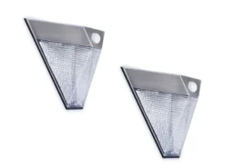 2er Set Dreieckige LED Solar Außenleuchte, Bewegungsmelder, Edelstahl, Downlight