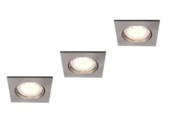 3er Set eckige Einbauleuchten PITTSBURGH mit GU10 LED, Breite 8cm