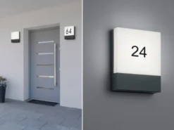 2-er Set eckige LED Außenwandleuchten / Hausnummernleuchten, Anthrazit
