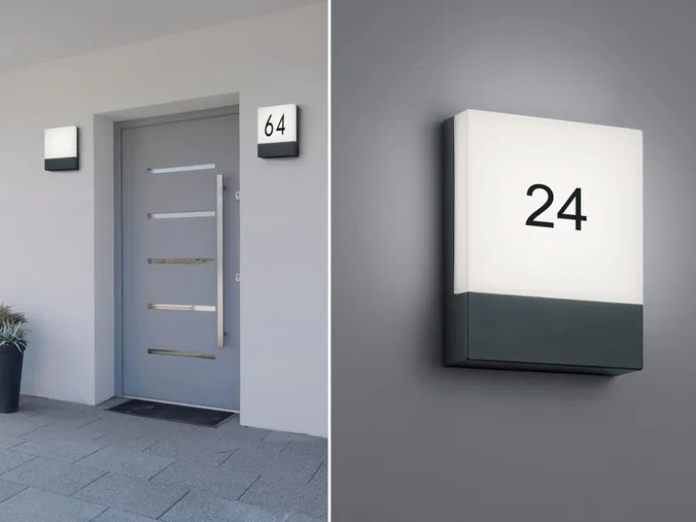 2-er Set eckige LED Außenwandleuchten / Hausnummernleuchten, Anthrazit
