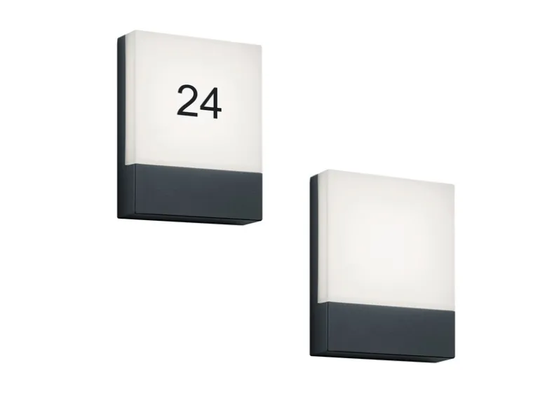 2-er Set eckige LED Außenwandleuchten / Hausnummernleuchten, Anthrazit