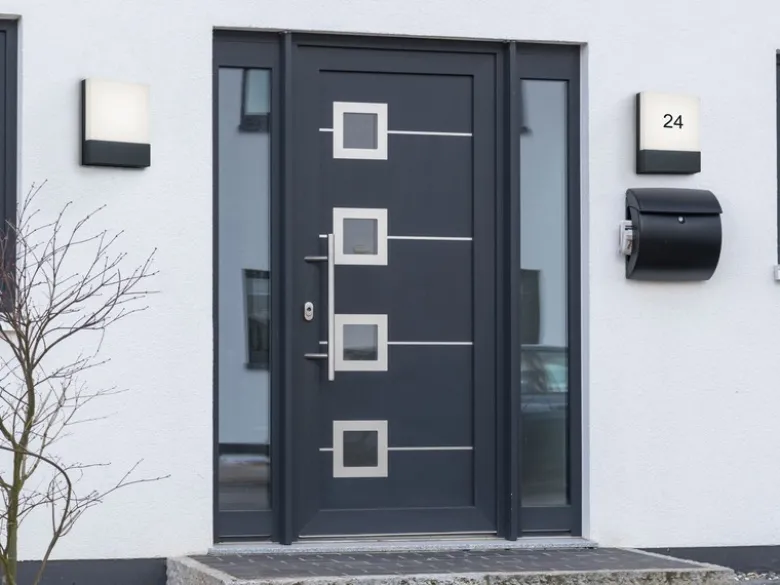 2-er Set eckige LED Außenwandleuchten / Hausnummernleuchten, Anthrazit