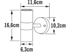 2er-Set Edelstahl Up-Down Wandleuchte MODENA, GU10, Höhe 17 cm, IP44