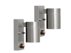 2er-Set Edelstahl Wandleuchte MODENA mit Bewegungsmelder, GU10, Höhe 9 cm, IP44