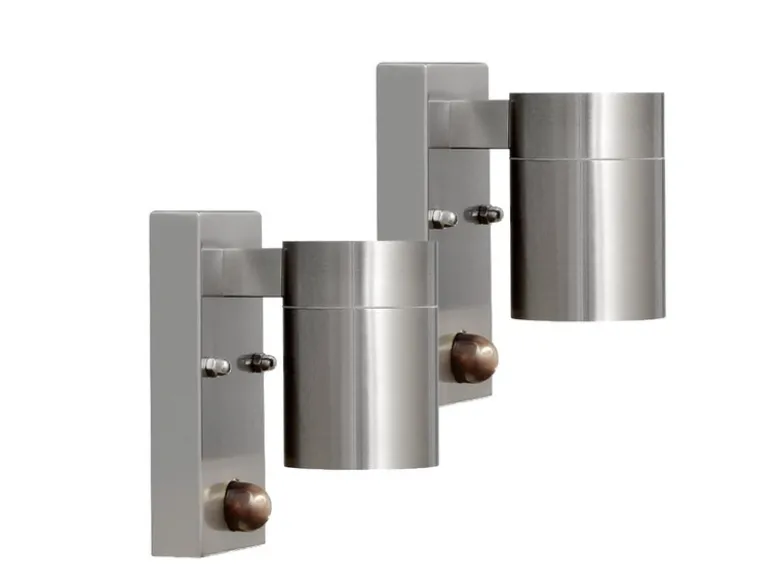 2er-Set Edelstahl Wandleuchte MODENA mit Bewegungsmelder, GU10, Höhe 9 cm, IP44