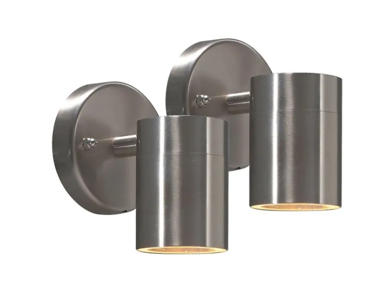 2er-Set Edelstahl Wandleuchte MODENA Down-Light, GU10, Höhe 9 cm, IP44