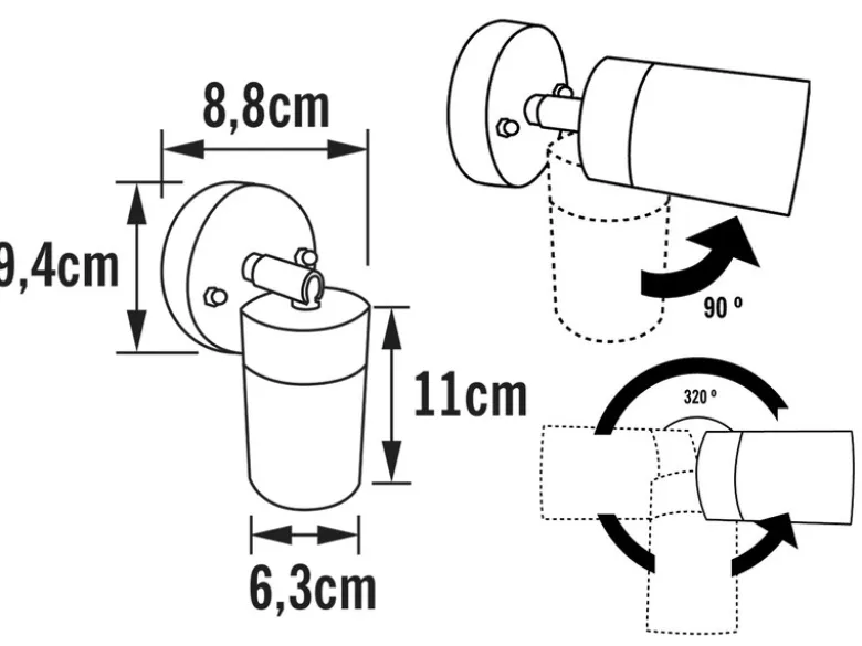 2er-Set Edelstahl Wandspot MODENA, GU10, Höhe 15 cm, IP44