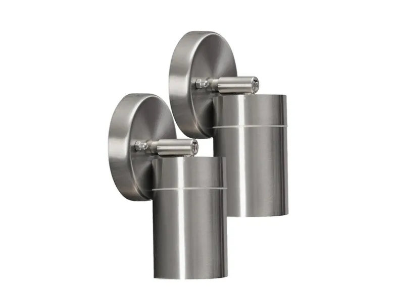 2er-Set Edelstahl Wandspot MODENA, GU10, Höhe 15 cm, IP44