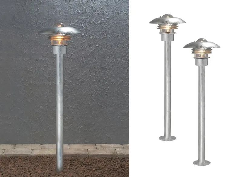 2er-Set elegante Wegeleuchte MODENA galv. Stahl, E27, Höhe 98 cm, IP23