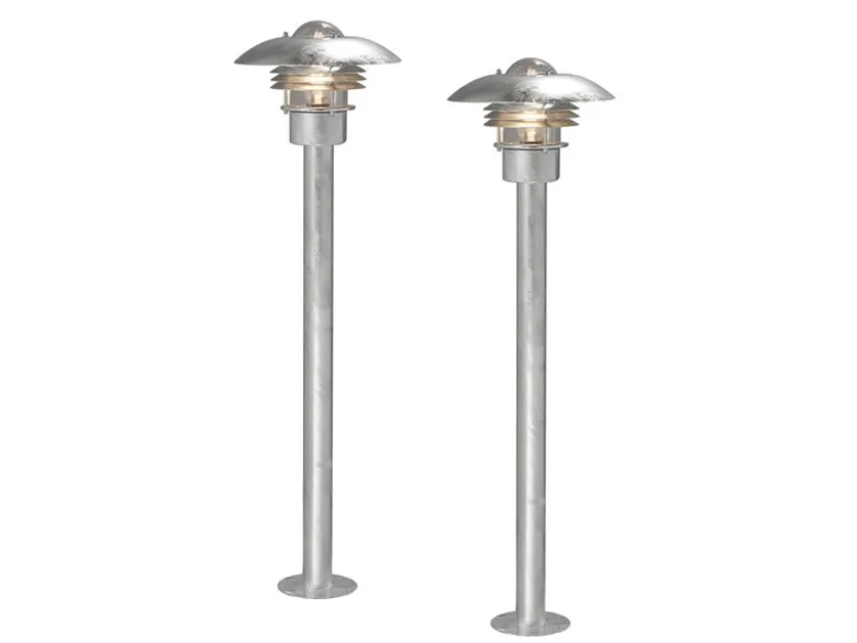 2er-Set elegante Wegeleuchte MODENA galv. Stahl, E27, Höhe 98 cm, IP23