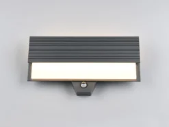 2er Set flache LED Außenwandleuchten mit Bewegungsmelder Anthrazit, Breite 40cm