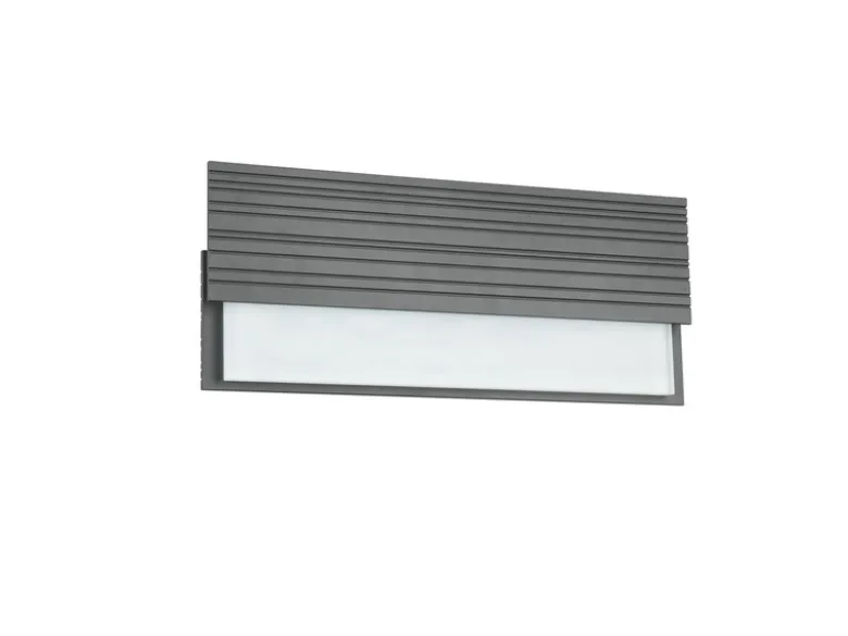 2er Set flache LED Außenwandleuchten aus Aluminium in Anthrazit, Breite 40cm
