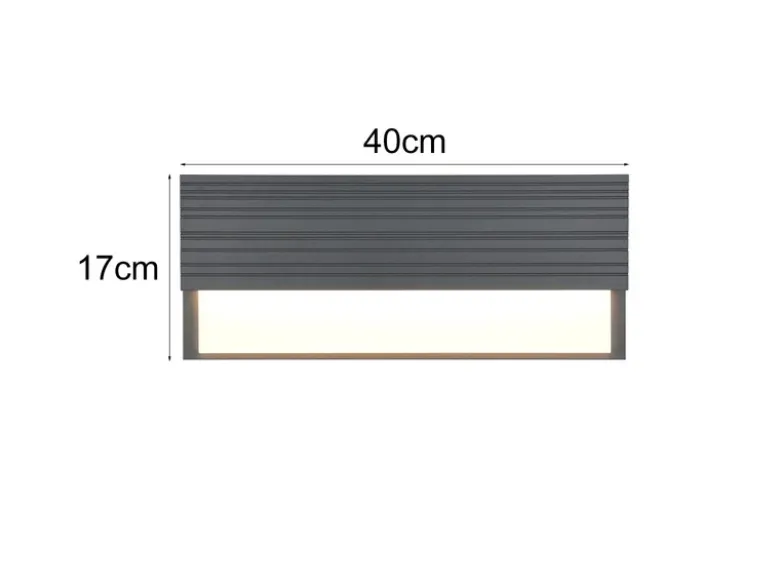 2er Set flache LED Außenwandleuchten aus Aluminium in Anthrazit, Breite 40cm