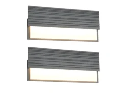 2er Set flache LED Außenwandleuchten aus Aluminium in Anthrazit, Breite 40cm