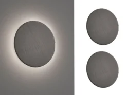 2er SET flache LED Innen Wandleuchten aus Naturschiefer, Ø 20cm