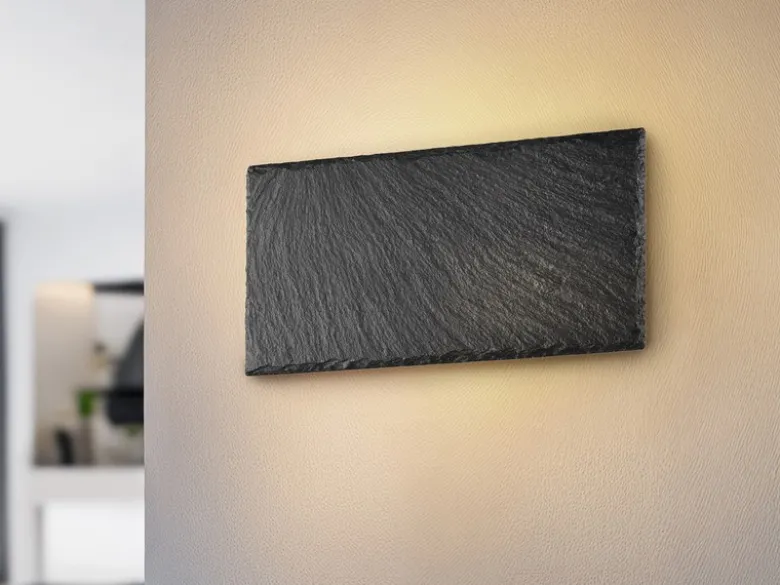 2er SET flache LED Innen Wandleuchten aus Naturschiefer, Breite 25cm