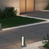 2er Set flache LED Sockelleuchten aus Aluminium in Anthrazit, Höhe 50cm