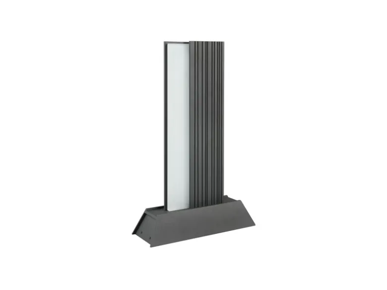2er Set flache LED Sockelleuchten aus Aluminium in Anthrazit, Höhe 50cm