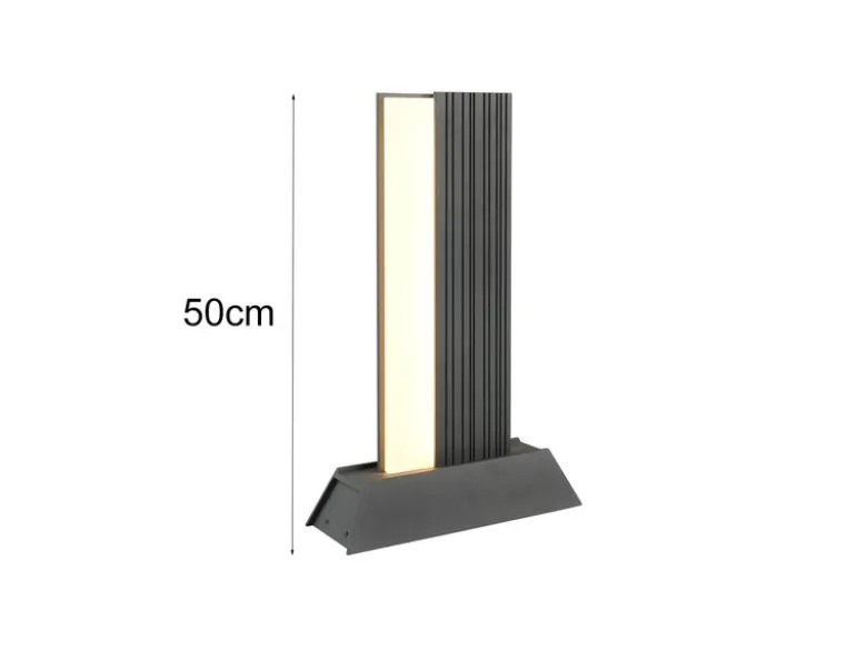 2er Set flache LED Sockelleuchten aus Aluminium in Anthrazit, Höhe 50cm