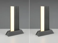2er Set flache LED Sockelleuchten aus Aluminium in Anthrazit, Höhe 50cm