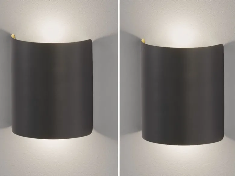 2er SET flache LED Updown Wandlampen Schwarz / innen Gold, Höhe 15cm