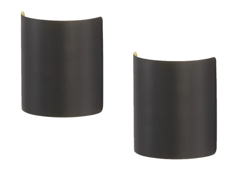 2er SET flache LED Updown Wandlampen Schwarz / innen Gold, Höhe 15cm