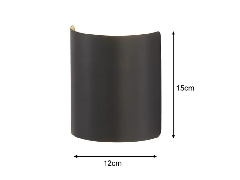 2er SET flache LED Updown Wandlampen Schwarz / innen Gold, Höhe 15cm