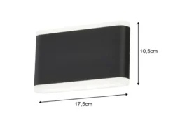 2er SET flache LED Wandlampen Schwarz für Innen & Außen, Breite 17,5cm