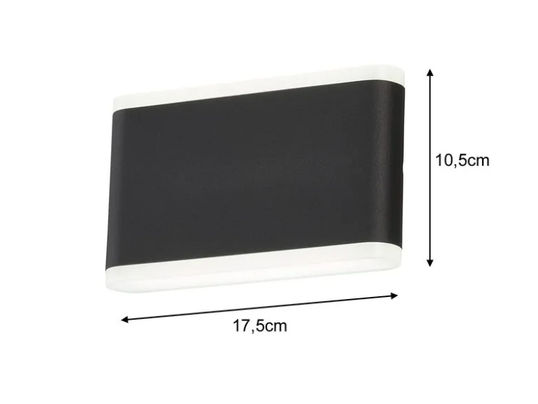 2er SET flache LED Wandlampen Schwarz für Innen & Außen, Breite 17,5cm