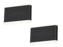 2er SET flache LED Wandlampen Schwarz für Innen & Außen, Breite 17,5cm