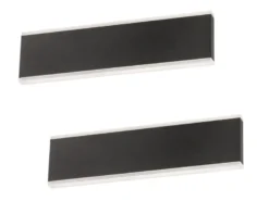 2er SET flache LED Wandlampen Schwarz mit Schalter, Breite 30,5cm