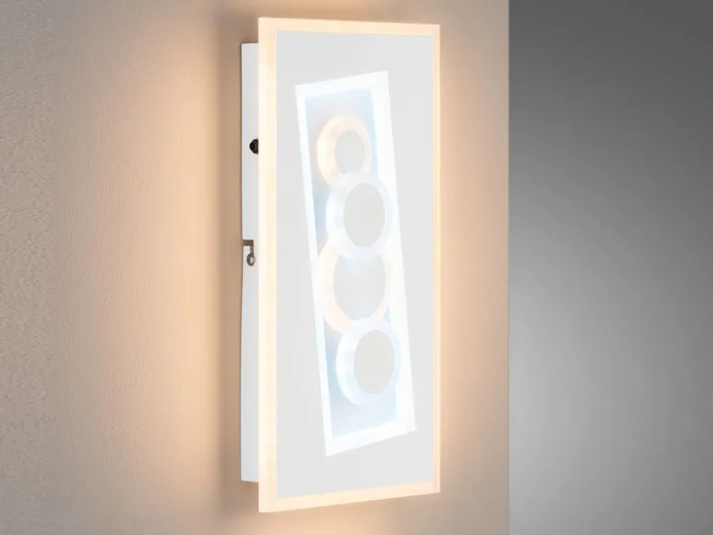 2er SET flache LED Wandlampen Weiß mit Schalter dimmbar & Lichtfarbe, H: 38cm