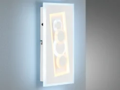 2er SET flache LED Wandlampen Weiß mit Schalter dimmbar & Lichtfarbe, H: 38cm