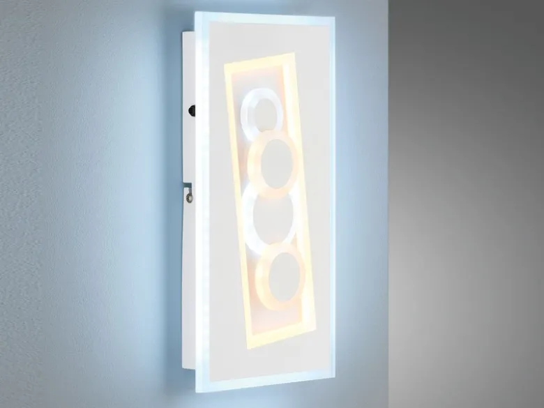 2er SET flache LED Wandlampen Weiß mit Schalter dimmbar & Lichtfarbe, H: 38cm