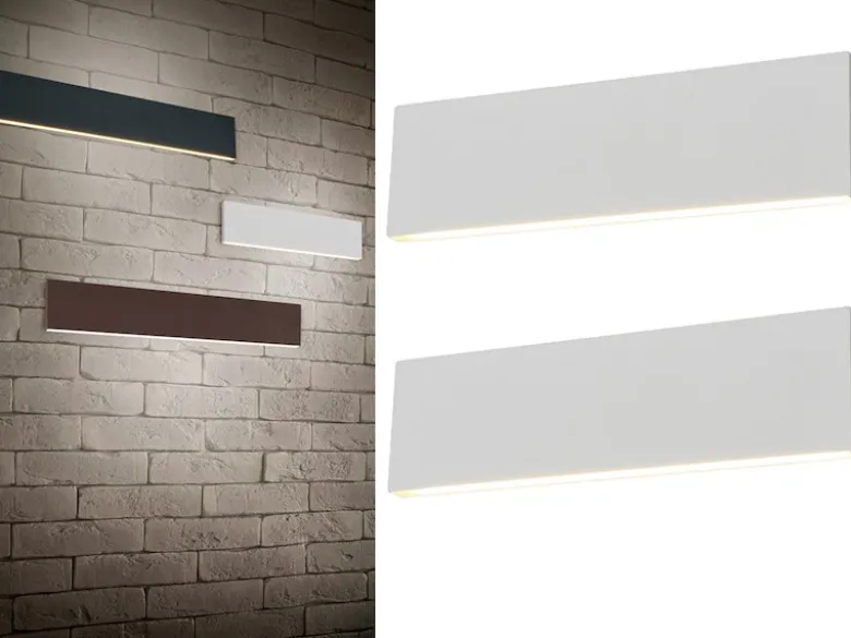 2er Set Flache LED Wandleuchten Up & Down Weiß - 3 Stufen Dimmer, Breite 28cm
