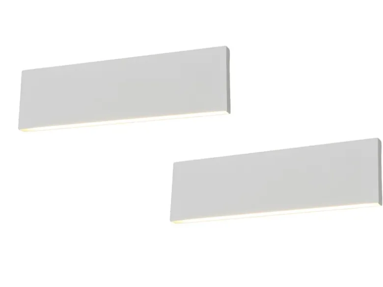 2er Set Flache LED Wandleuchten Up & Down Weiß - 3 Stufen Dimmer, Breite 28cm