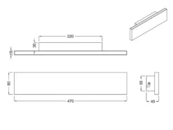 2er Set Flache LED Wandleuchten Up & Down Anthrazit 3 Stufen Dimmer, Breite 47cm