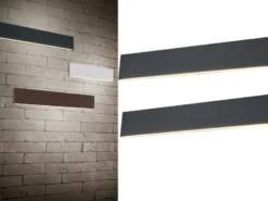 2er Set Flache LED Wandleuchten Up & Down Anthrazit 3 Stufen Dimmer, Breite 47cm