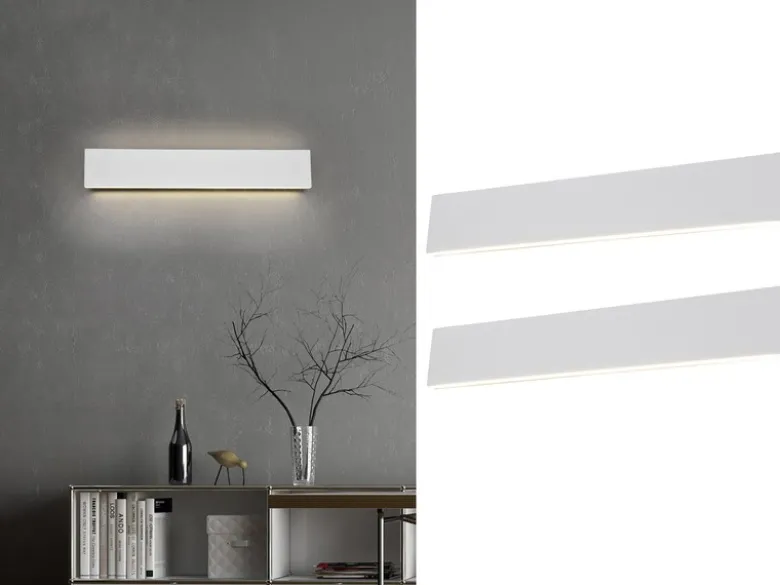 2er Set Flache LED Wandleuchten Up & Down Weiß - 3 Stufen Dimmer, Breite 47cm