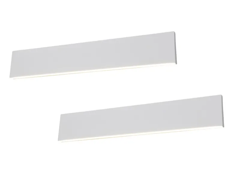 2er Set Flache LED Wandleuchten Up & Down Weiß - 3 Stufen Dimmer, Breite 47cm