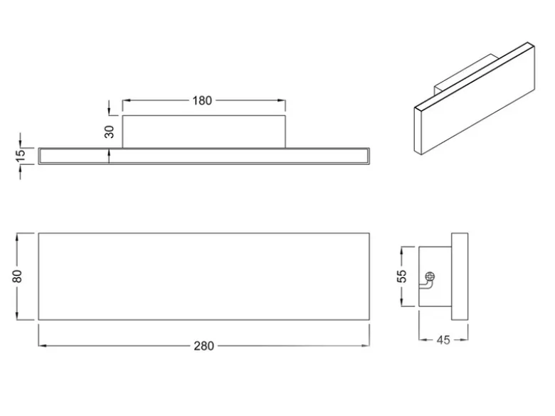 2er Set Flache LED Wandleuchten Up & Down Rostoptik - 3 Stufen Dimmer, B: 28cm