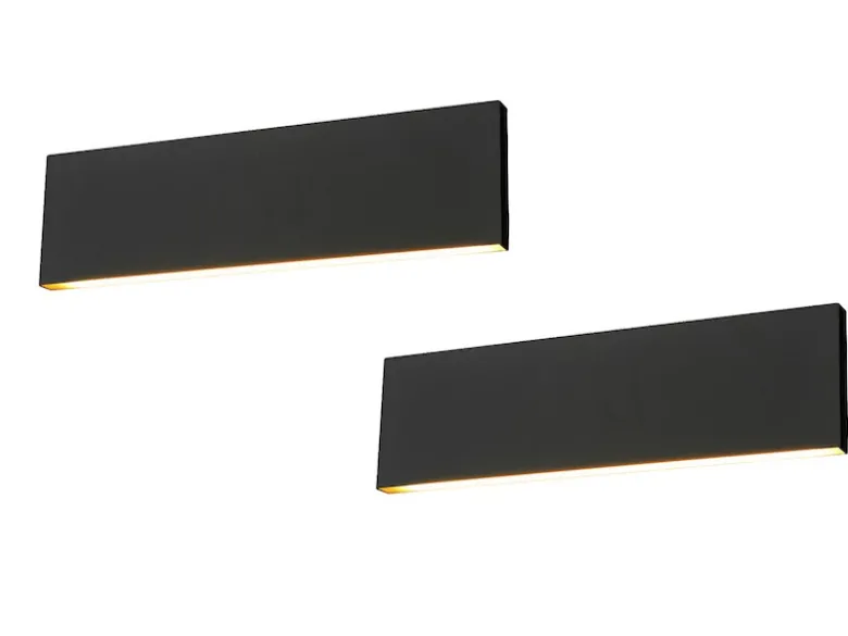 2er Set Flache LED Wandleuchten Up & Down Anthrazit 3 Stufen Dimmer, Breite 28cm